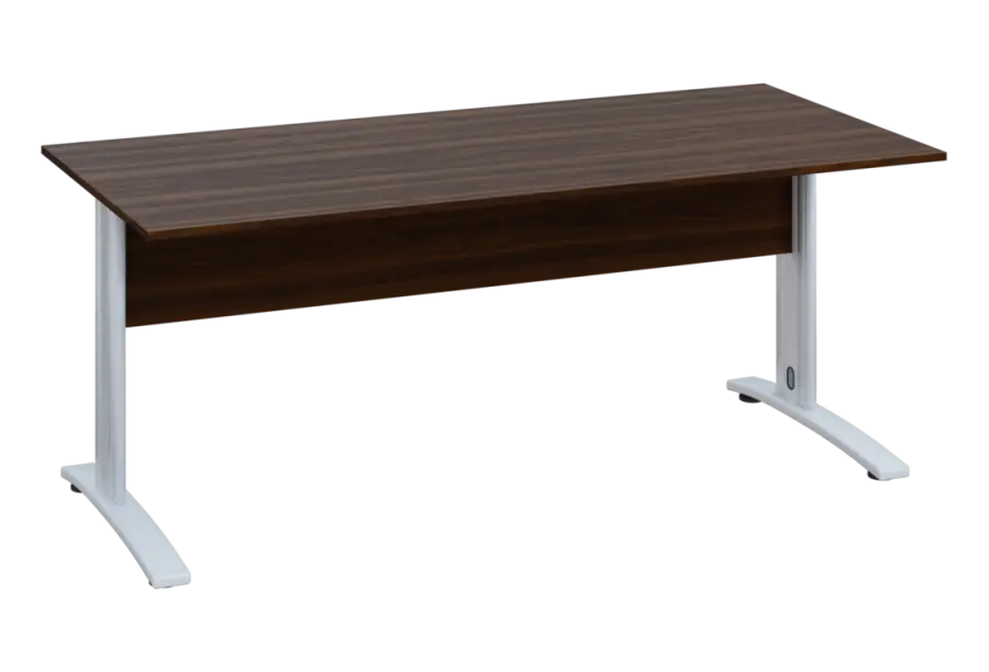 EPK 18 - 18 stůl kancelářský, kovová podnož bílá, deska 18 mm, široký 1800 mm, ořech královský